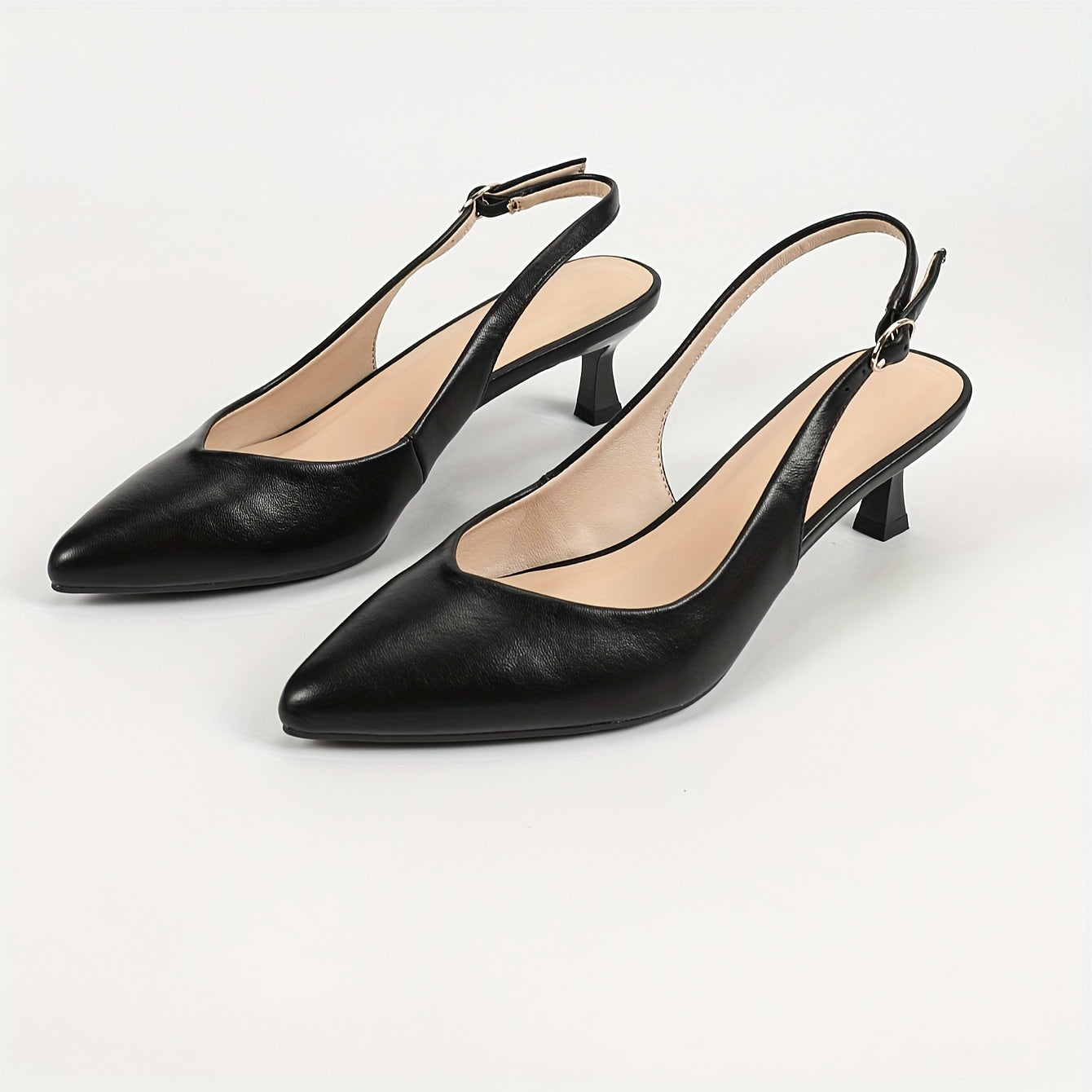 Chic and comfy pointed-toe kitten heel sandals for work.