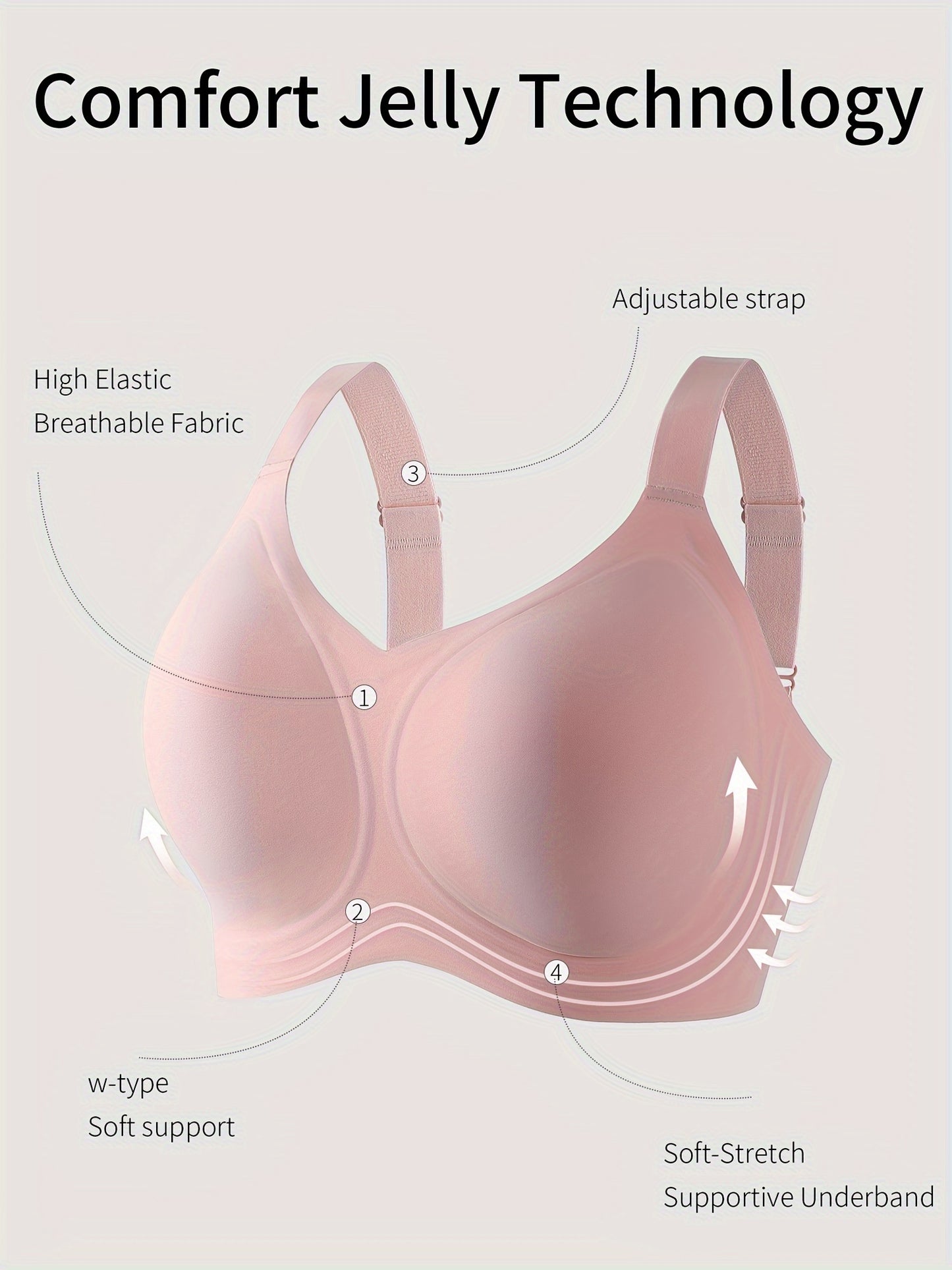 Seamless wireless push-up sports bra for women.