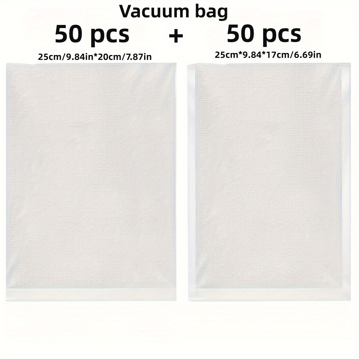 Package includes 50 sets of food-grade vacuum bags, perfect for use with vacuum sealing machines. These thickened bags are ideal for storing items like braised pork, dumplings, cured meat, donkey-hide gelatin cake, and more. Keep your food fresh and