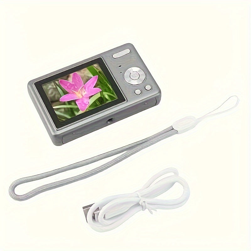 FHD 1080P vlog camera with auto-focus, 12 MP, 16x digital zoom, 2.4-inch TFT screen, portable for students.