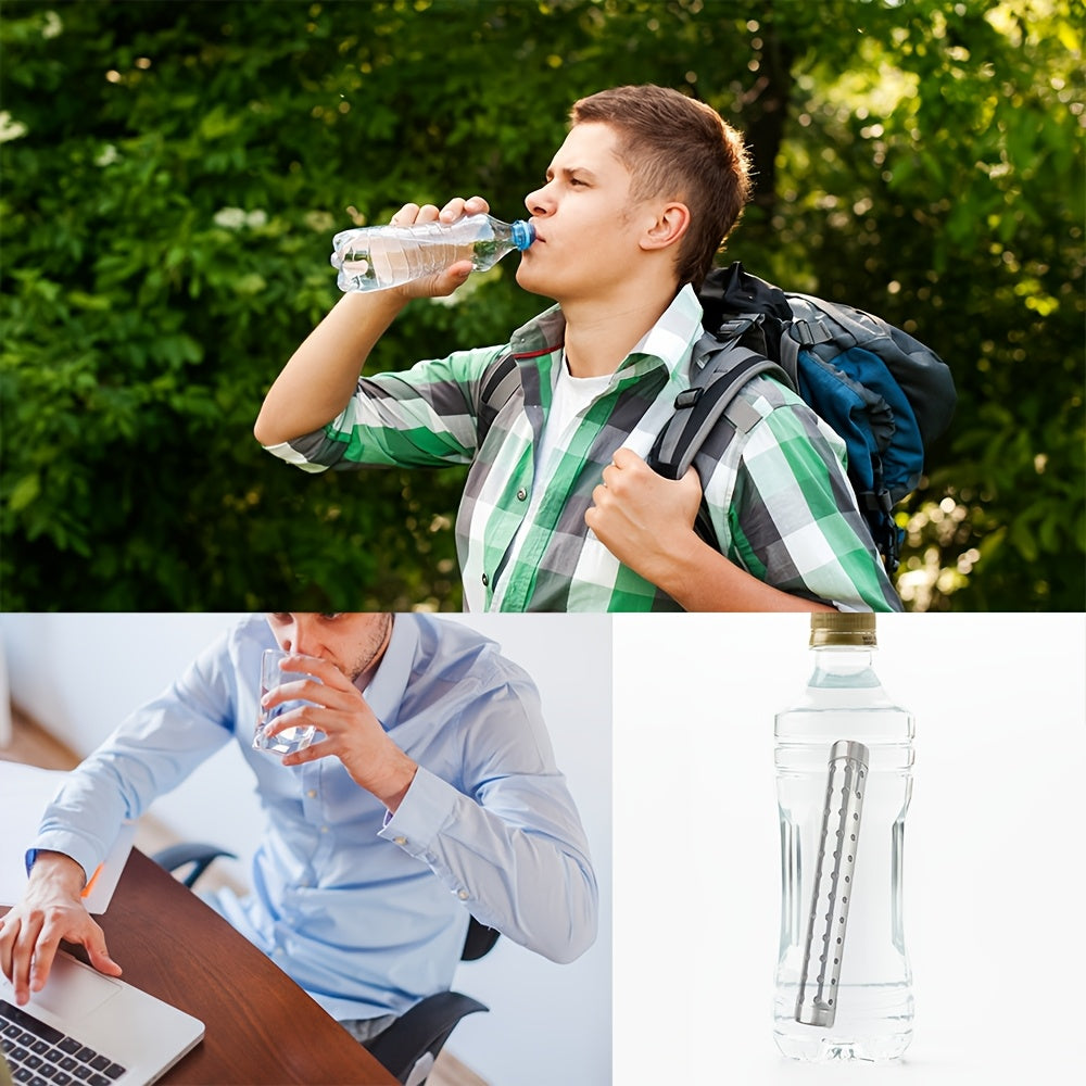 Portable Metal Alkaline Water Stick Purifier - No Electricity Required! Enjoy Instant Purified Drinking Water Anywhere, Perfect for Travel and Outdoor Activities.