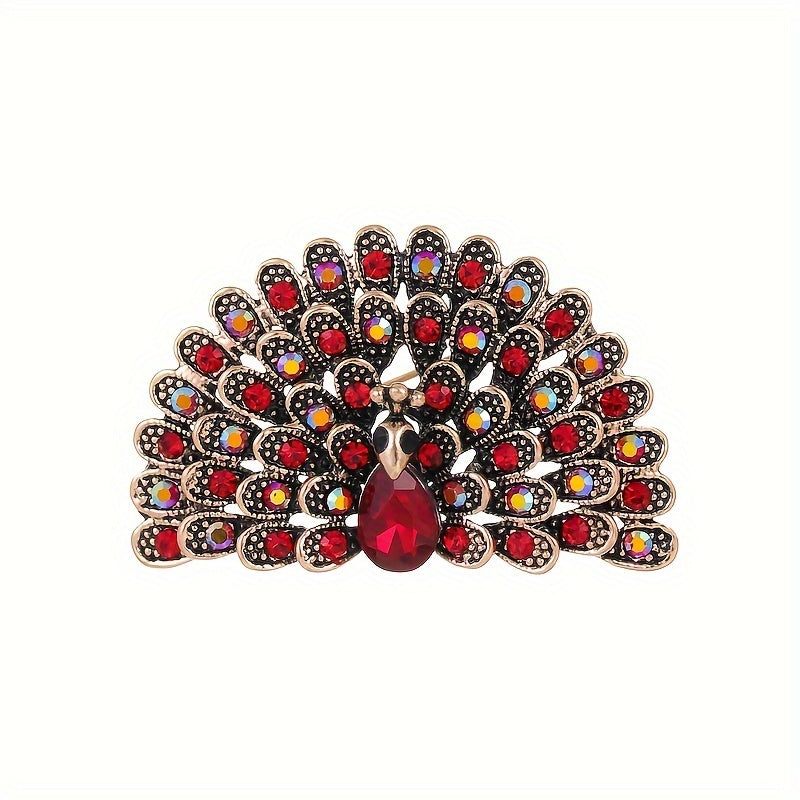 Stylish Antique Peacock Feather Brooch featuring Diamonds - Modern Fashion Accessory for Women