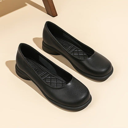 Womens Black Slip On Flat Shoes for Work