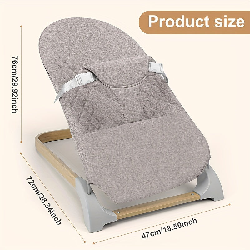 Youngsters Bouncer Seat in Khaki with Wood-Look Base - Made of Steel, Assembly Needed, Perfect for Kids