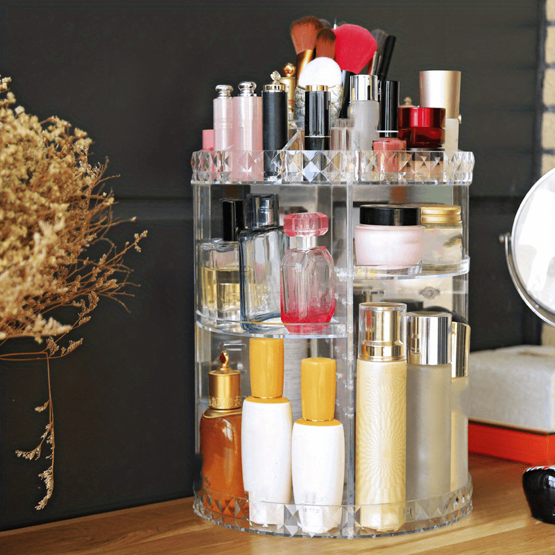 360 ° Rotatable Cosmetic Storage Rack with Large Capacity for Makeup Brushes and Other Items