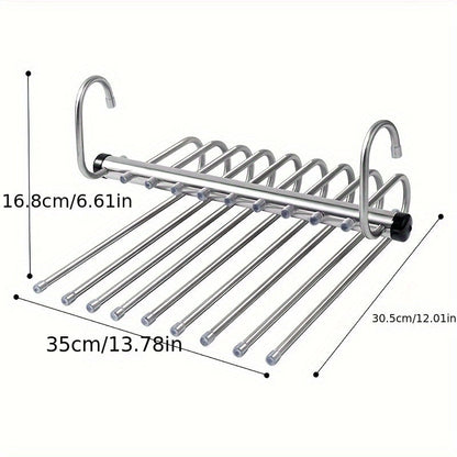 Многофункциональная складная вешалка для брюк: без следов, многоуровневая вешалка для удобного хранения брюк в гардеробе.