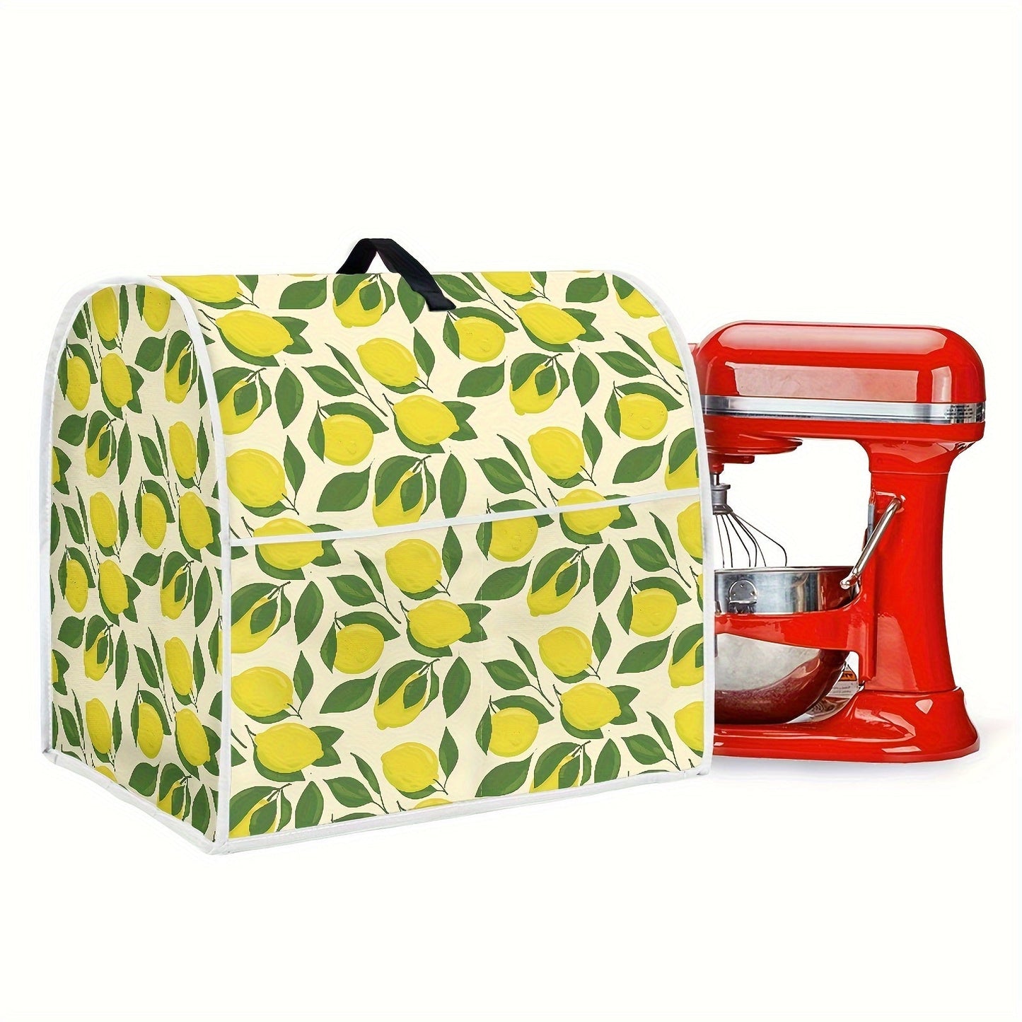 Protect your KitchenAid mixers and coffee makers with the stylish and easy-to-clean Rshubino Lemon-themed dust cover. This appliance protector features a convenient pocket and handle, and is safe for non-food contact.