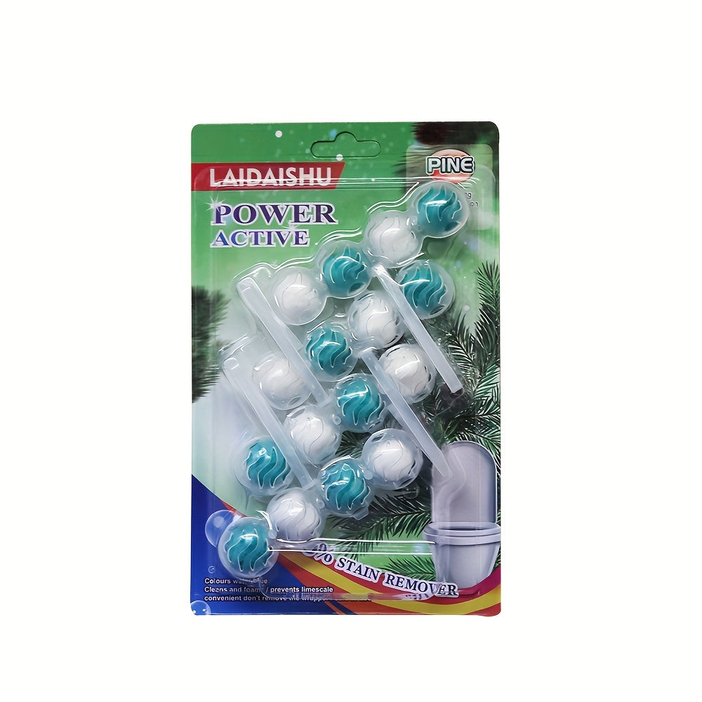 16 automatic toilet cleaning balls that freshen and neutralize odor in the bathroom without electricity.