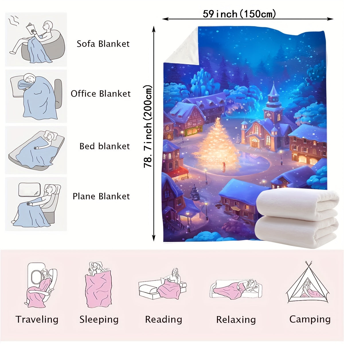 Soft plush throw blanket with an anime theme, perfect for adding a contemporary touch to any room. This all-season cozy and lightweight blanket is ideal for the bedroom, living room, sofa, office, or even camping trips. Made of versatile knitted