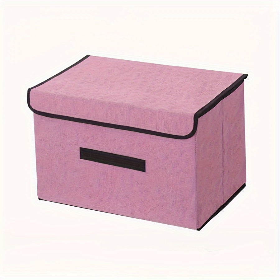 Foldable desktop storage box made from textile non-woven material, ideal for sorting clothes and household items. This two-piece storage box is perfect for keeping your items dust-proof and organized.