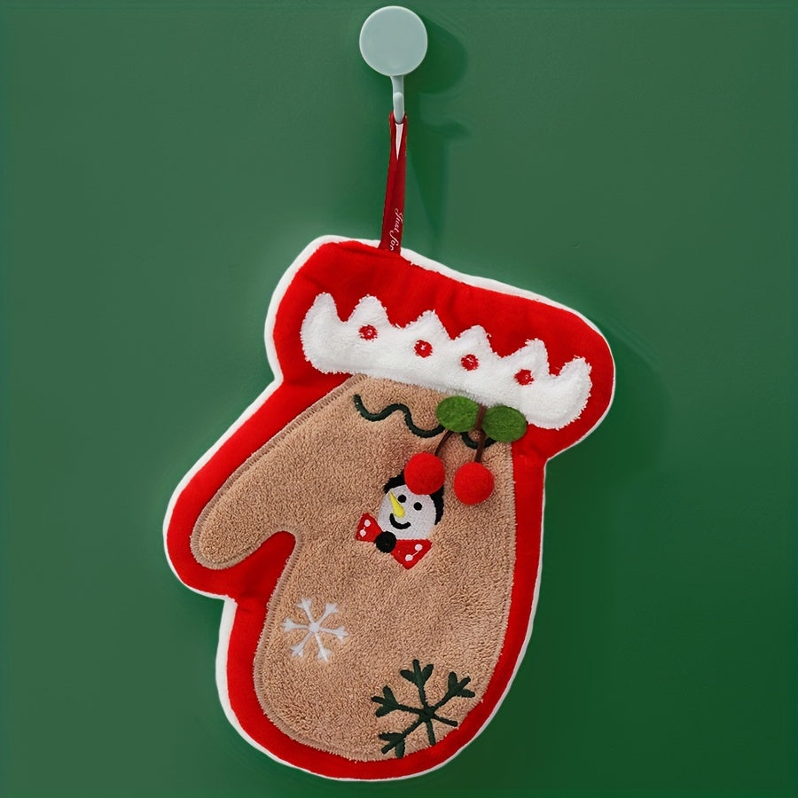 Soft, festive hand towel with cartoon design, great for holiday gifting and decorations.