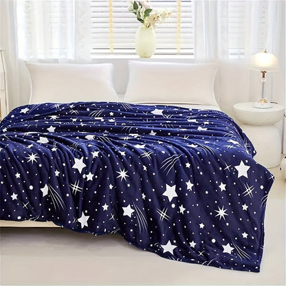 The SEA BEAR Soft & Warm Fleece Throw Blanket features a charming Meteor Pattern, ideal for snuggling up on the couch, in the office, bed, or while camping and traveling. This all-season hypoallergenic gift blanket is multifunctional, perfect for use as