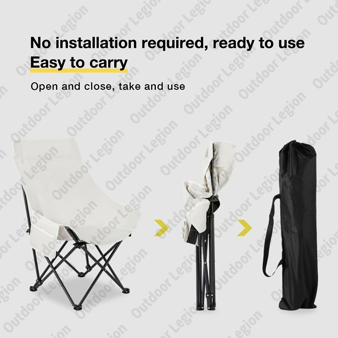 Lightweight folding chair with high back - ideal for outdoor activities such as camping, fishing, and sketching