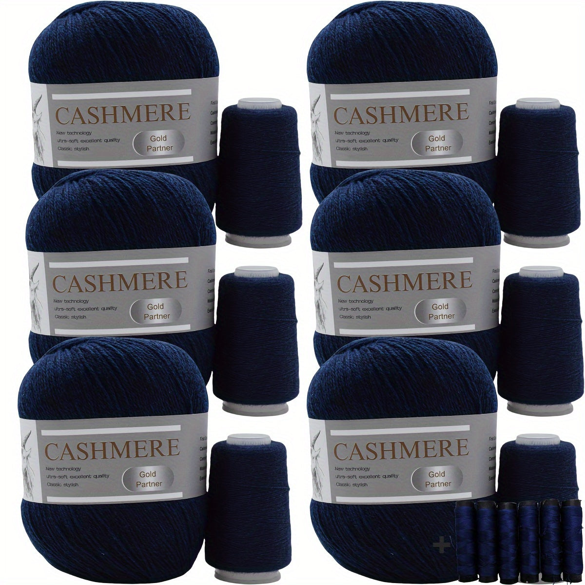 6 luxurious cashmere yarns for hand knitting and crocheting. Ideal for making sweaters, scarves, hats, shawls, cardigans, and gloves. High-quality, soft, warm, multicolored bundle in 10.58