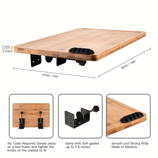 Modern Bamboo Bedside Clamp-On Shelf - Practical Storage Solution for Dorms, Lofts, and Balconies