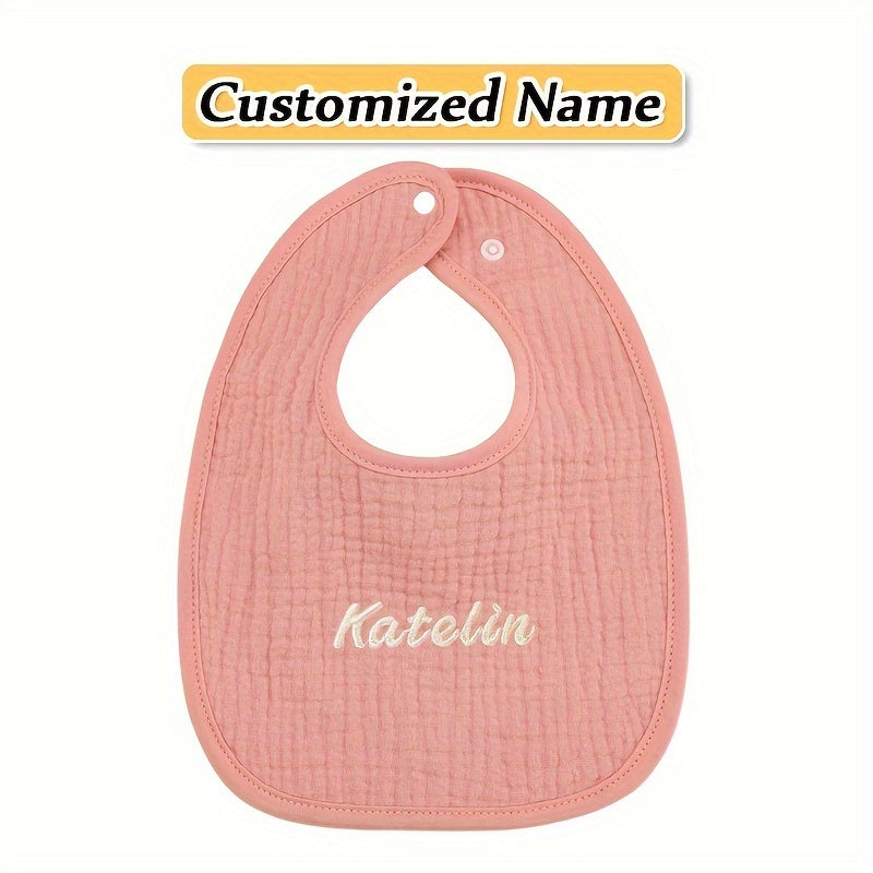 Bundle of 3 Custom Baby Bibs in Yellow, Gray, and Pink - Made with Soft Cotton and Adjustable Snap Buttons. Includes Personalized Name Service, Ideal for Newborns and Toddlers. Great for Holiday Gifting!