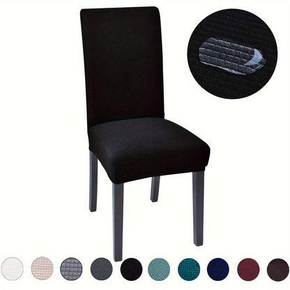 Durable waterproof chair covers in corn grain jacquard design, suitable for various settings. Easy to clean and ideal for home or restaurant use.