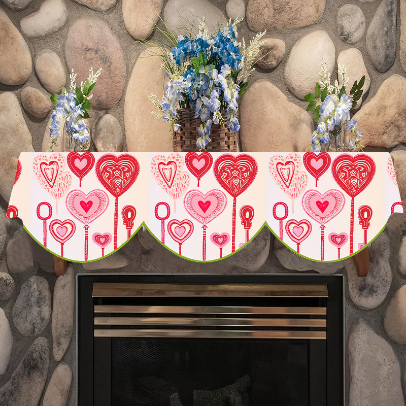 Valentine's Day Fireplace Scarf Cover for Home Decor, Love Heart Design, 49.78cm x 199.9cm, Polyester Material, No Electricity Required - Perfect for Living Room Fireplace or Window Decoration