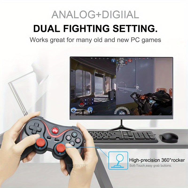 Wireless game controller for Android, iOS, PC, Nintendo Switch with ABS material and creative game type, also compatible with PS3 and T3 joystick accessory.