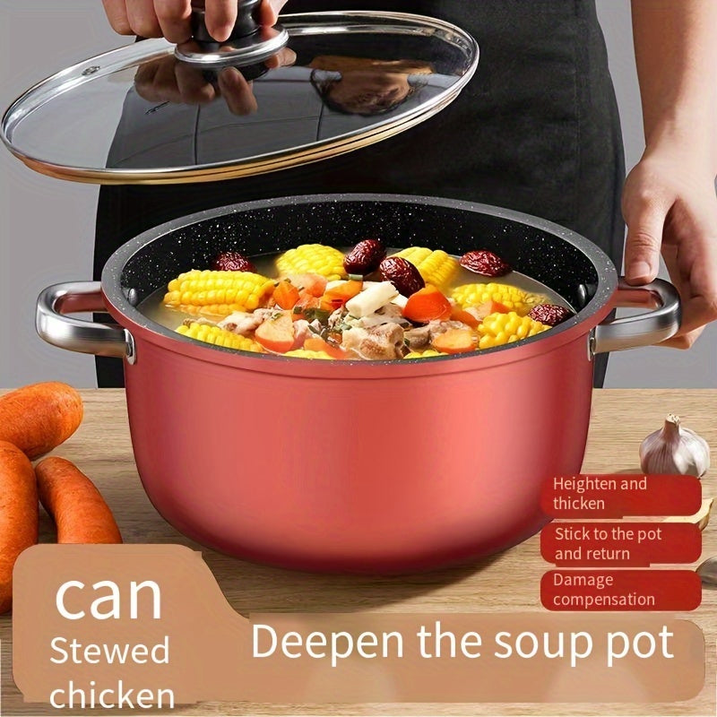 Durable Cast Iron Stew Pot with Non-Stick Coating, High-Temperature Resistance, Suitable for Electric and Gas Cooking, Ideal for Healthy Home Cooking, Features a Flat Base for Even Heating - Quality Kitchenware