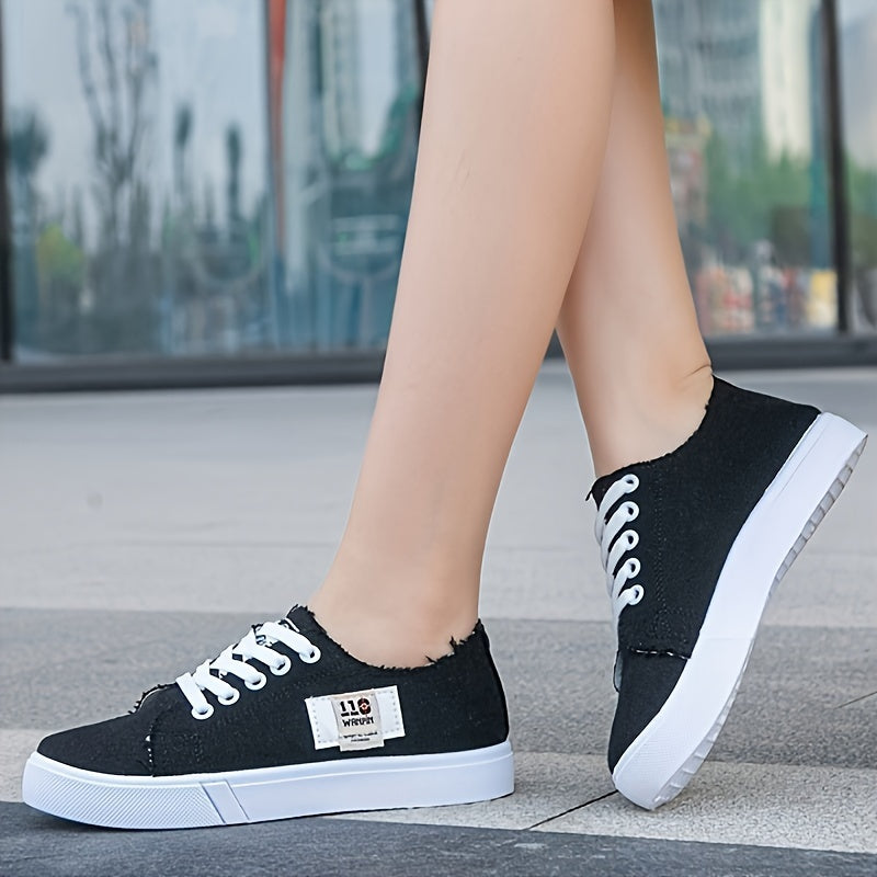 Casual lace-up sneakers for women with solid color, soft sole, and lightweight design.