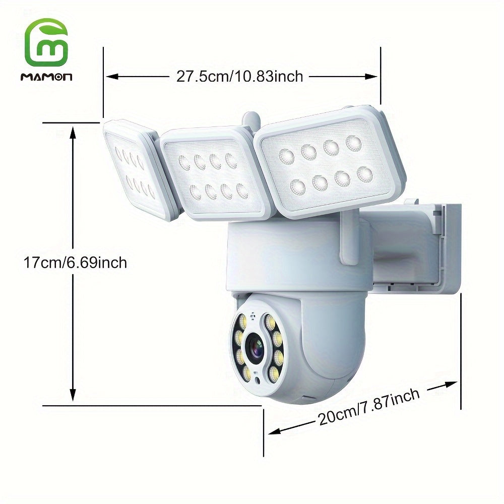 Surveillance Camera: MAMONCARE LED Floodlight - 4MP HD, Motion Detection, Cloud & Local Storage, Alexa Compatible