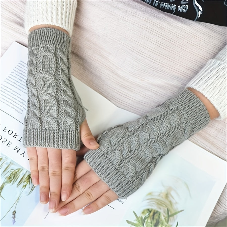 Stay cozy and stylish with these unisex acrylic fingerless arm warmers. Made from 100% knitted acrylic, they offer an elastic fit and a half-finger design for casual weekend warmth. Plus, they are touchscreen compatible for easy riding and mobile use.