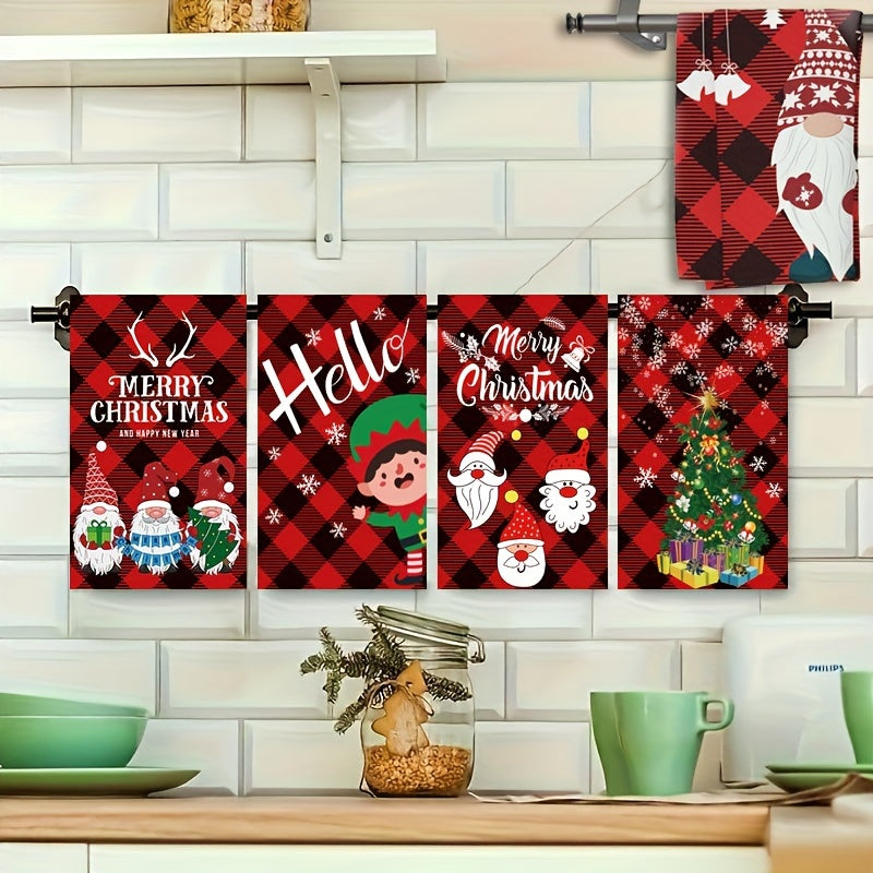 Festive 5-piece towel set for Christmas & Valentine's Day, featuring snowflake & heart designs. Made of high absorbency microfiber, ideal for kitchen & bathroom holiday decor.