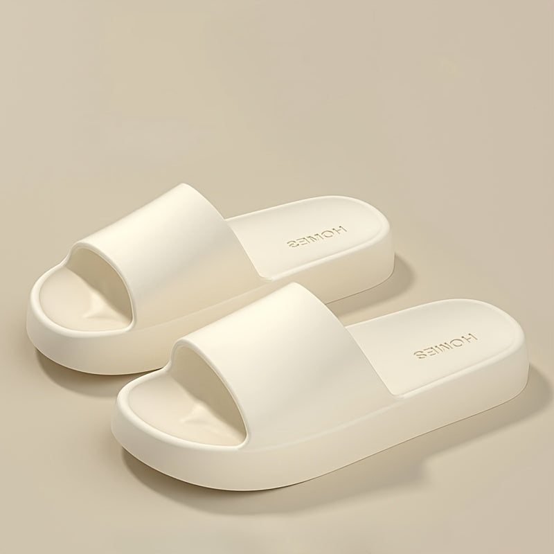 Simple Solid Color EVA Slides - Soft, Non-Slip Indoor Slippers for All Seasons, Easy to Clean.