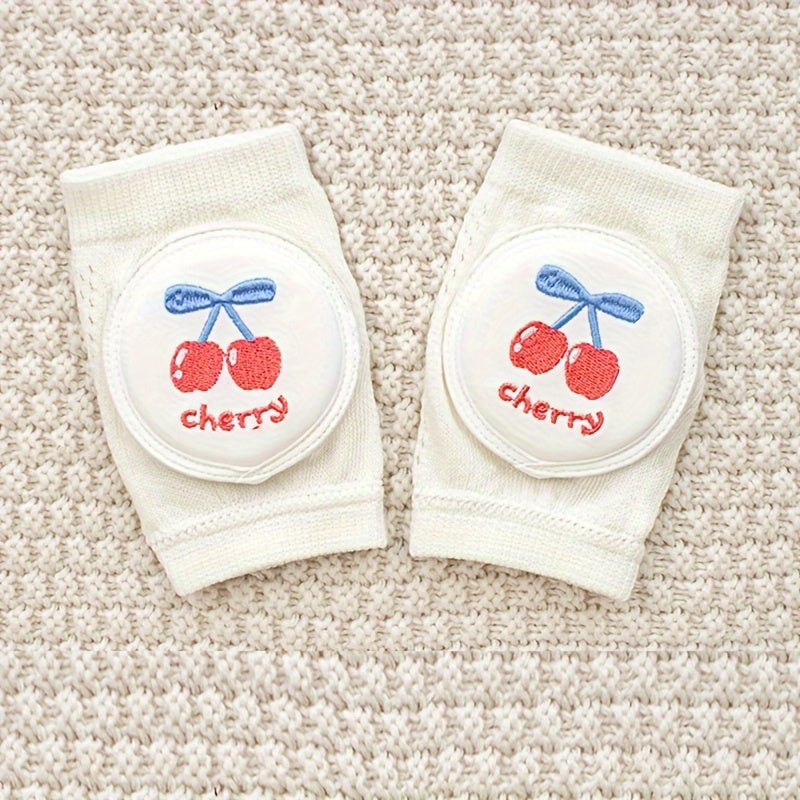 Knee pads with cartoon pattern, embroidered mesh protective pad for crawling, and elastic sponge elbow pads included.