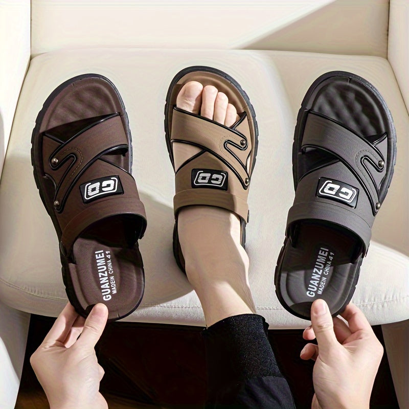 Casual men's sandals for summer outdoor wear with alphabet design and dual-purpose function.