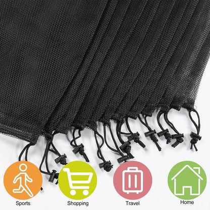 Mesh bags are available in packs of 5 or 10, each measuring 30.48 x 40.64 cm. These reusable agricultural product bags are perfect for grocery shopping and are made of drawstring polyester with double seam tare weight. They are ideal for storing