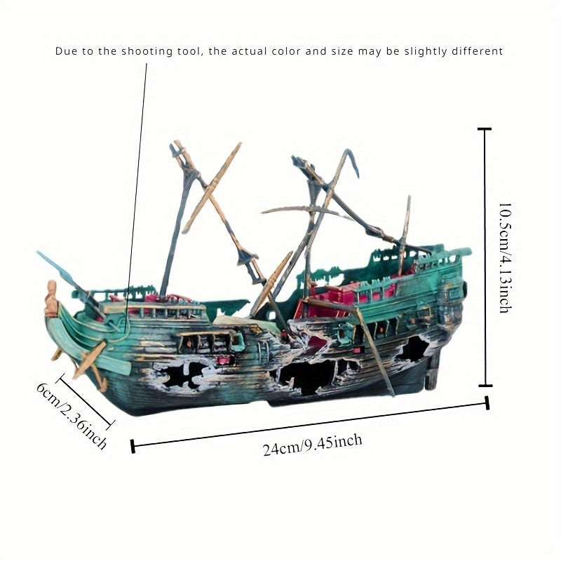 Aquarium landscape sinking boat decoration enhances oxygen levels.