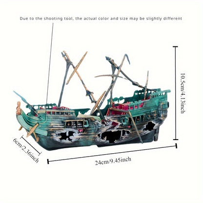 Aquarium landscape sinking boat decoration enhances oxygen levels.