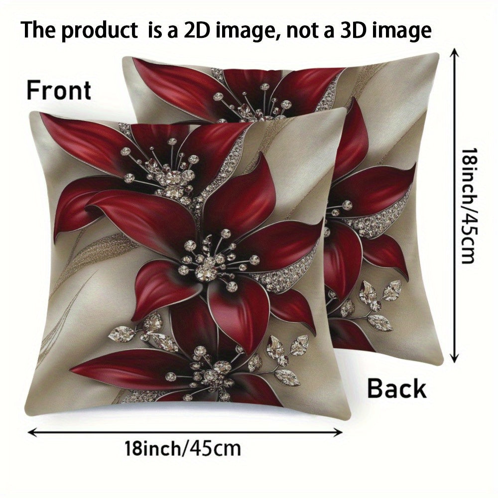 Set of two, 45.72x45.72cm Floral Square Cushion Covers - Stylish, with Zip Closure, Easy to Clean in Washing Machine - Great for Indoor and Outdoor Decoration, can be used on Sofa or in Tent - Makes an Ideal Birthday Present (Pillow Not Included)