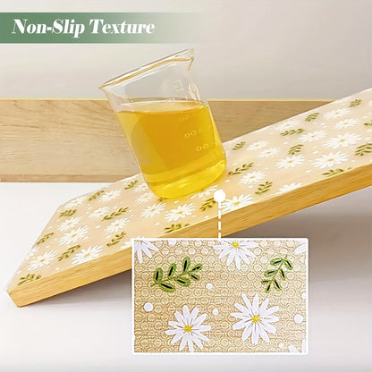 Premium Floral and Grass Pattern EVA Shelf Liner - Resistant to Moisture, Oil, and Dust, Thick and Durable, Easy to Clean Drawer Mat for Kitchen and Dining