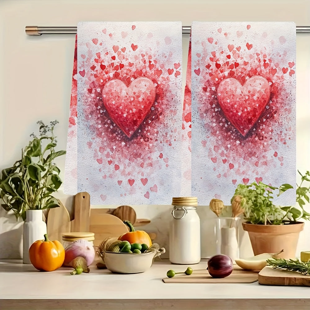 Set of 2 Kitchen Towels with Sea Salt Pattern for Valentine's Day, Ultra Soft and Highly Absorbent Dish Hand Towels. Perfect for Holiday Decor. Machine Washable. Size: 16x24 Inch. Item Number: 2KYSYS1217675