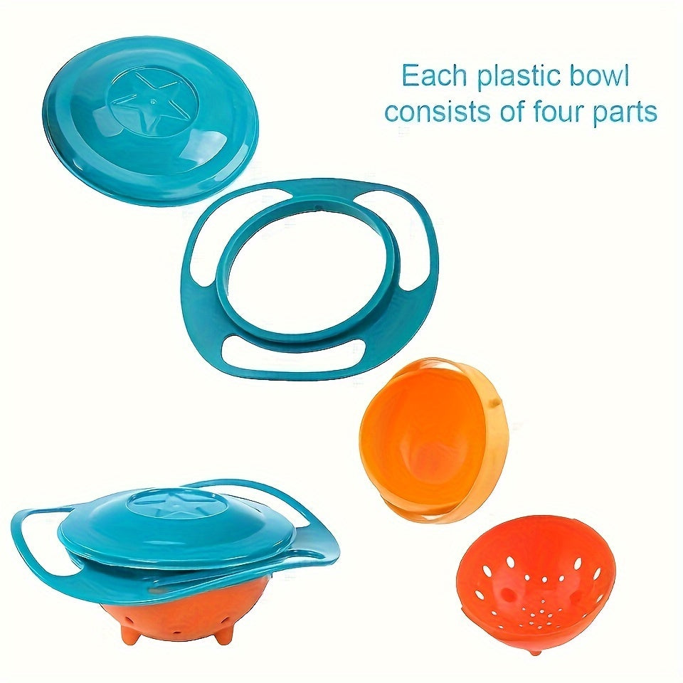 BPA-Free Rotating Bowl for Toddlers with Spill-Proof Design, 360 Degree Spin, Top Fun Feature, and Multi-Color Options