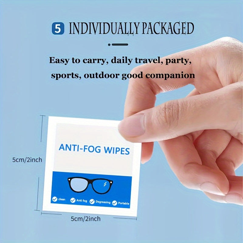 100 Anti-Fog Wipes for Glasses and Screens, Quick-Dry, Streak-Free - Unscented