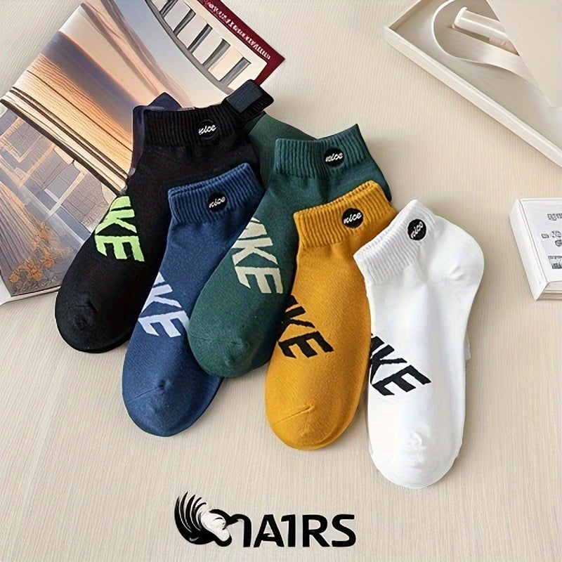 5 Pairs of Men's Simple Fashion Low Cut Socks for All Seasons, Anti Odor & Sweat Absorption, Comfy & Breathable Casual Wear