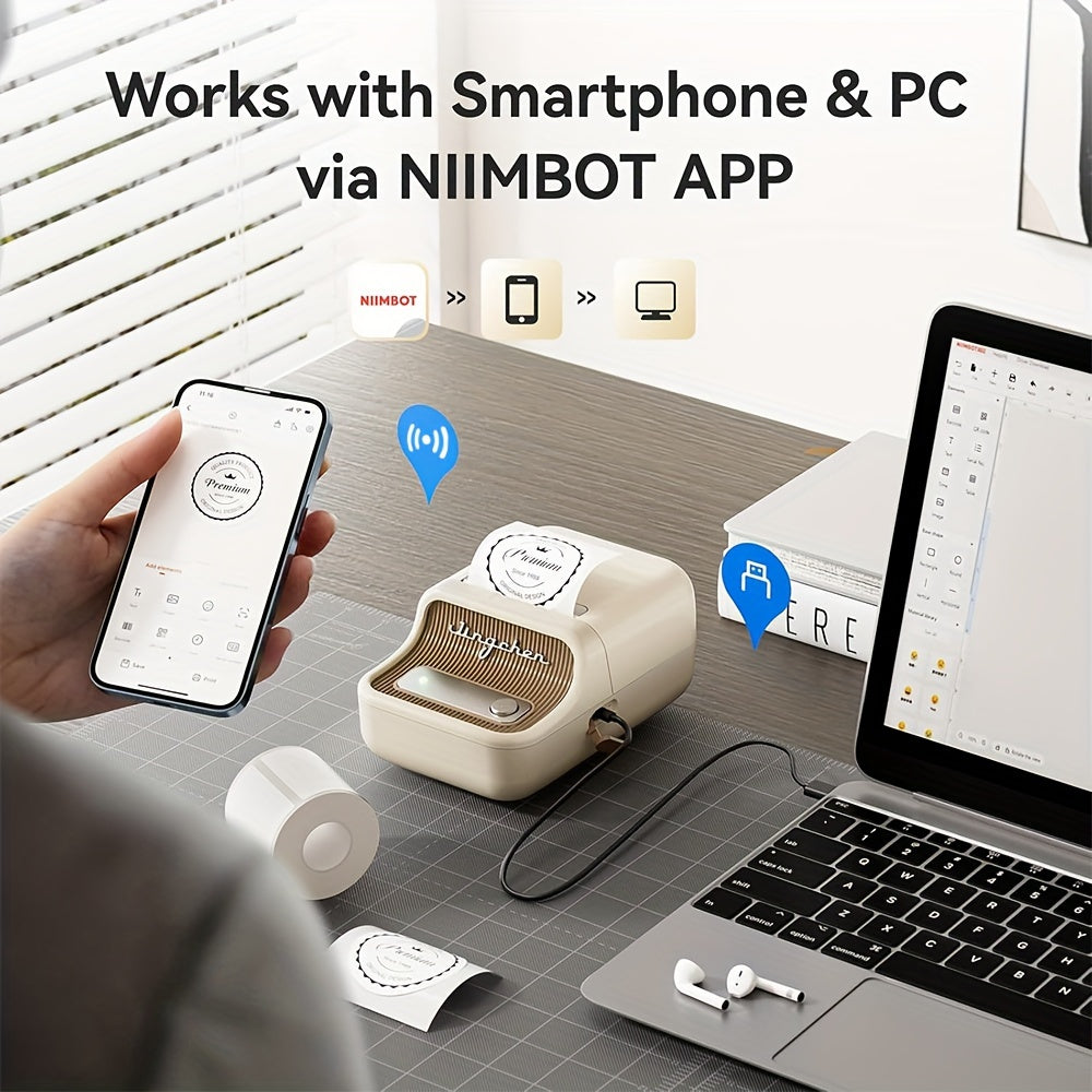 NIIMBOT B21 Label Maker: 5.08 cm Portable Thermal Label Printer with Tape, Compatible with Android, iOS & PC for Home Storage, Office, and Small Business.