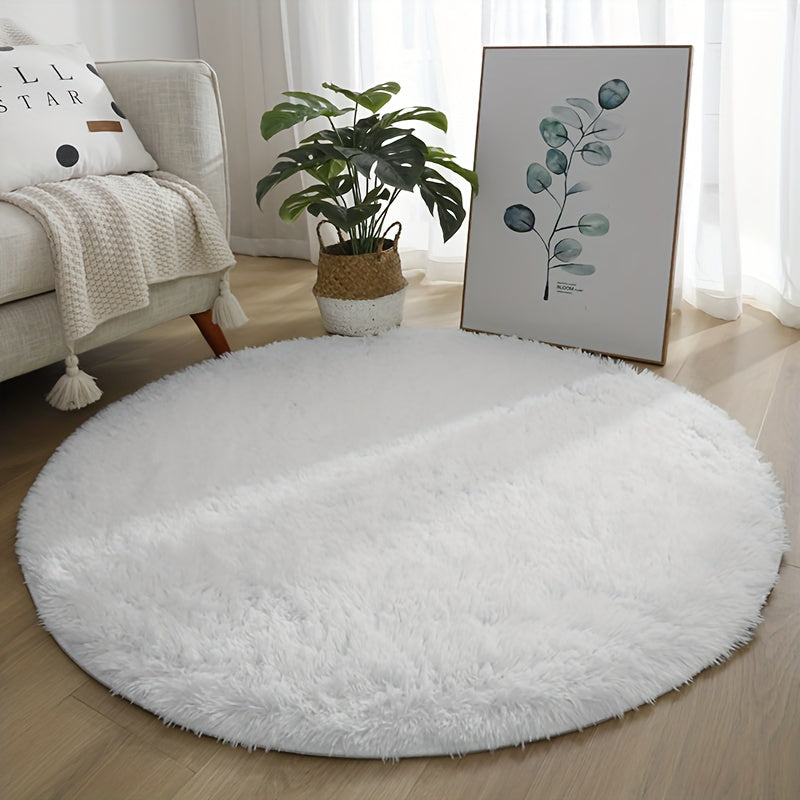 Soft, Non-Slip Plush White Round Area Rug - Perfect for Living Room, Bedroom, and Home Decor - Machine Washable