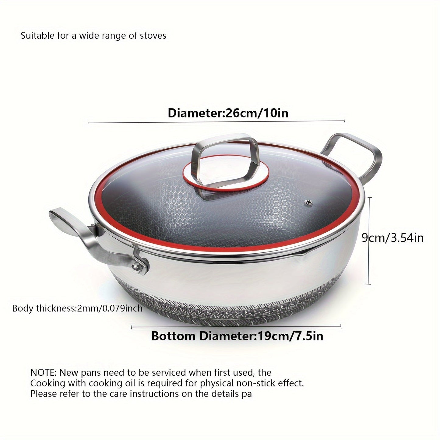 Durable Cookware Set for Home Kitchen Use: Tri-Ply Stainless Steel Frying Pan and Non-Stick Soup Pot with Lid, Ideal for Hot Pot Cooking