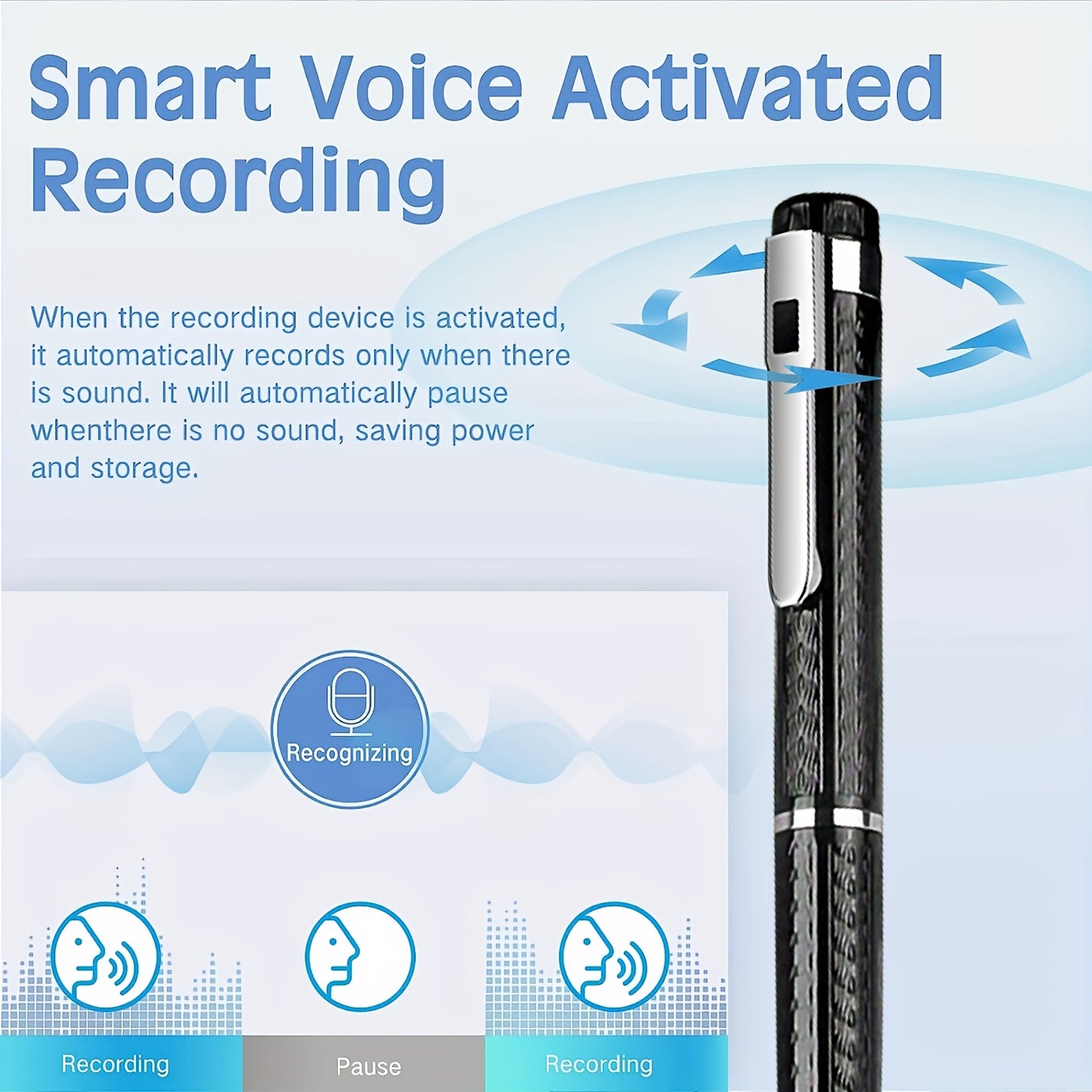 1pc Digital Voice Recorder with 64GB or 32GB storage, noise reduction, rechargeable, voice activated, and portable for lectures, meetings, interviews, and concerts.