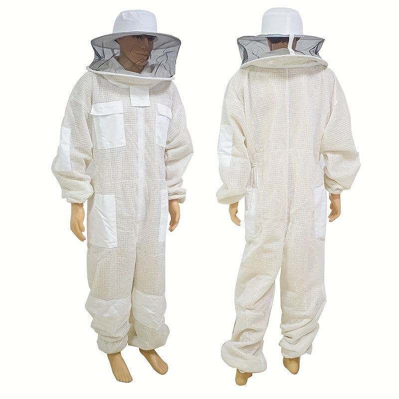 Durable 3-layer beekeeper suit for maximum protection, with breathable, thick material.