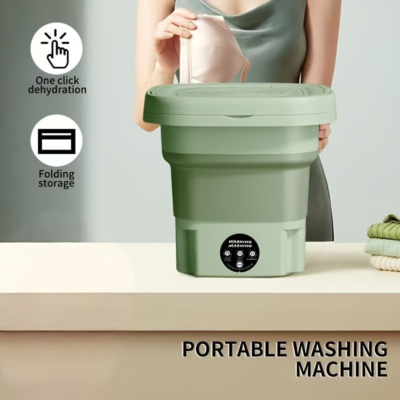 Portable washing machine ideal for small clothes like underwear, socks, and shirts. Perfect for home, dorms, apartments, cars, and travel. Easy-to-use touch control with EU plug.