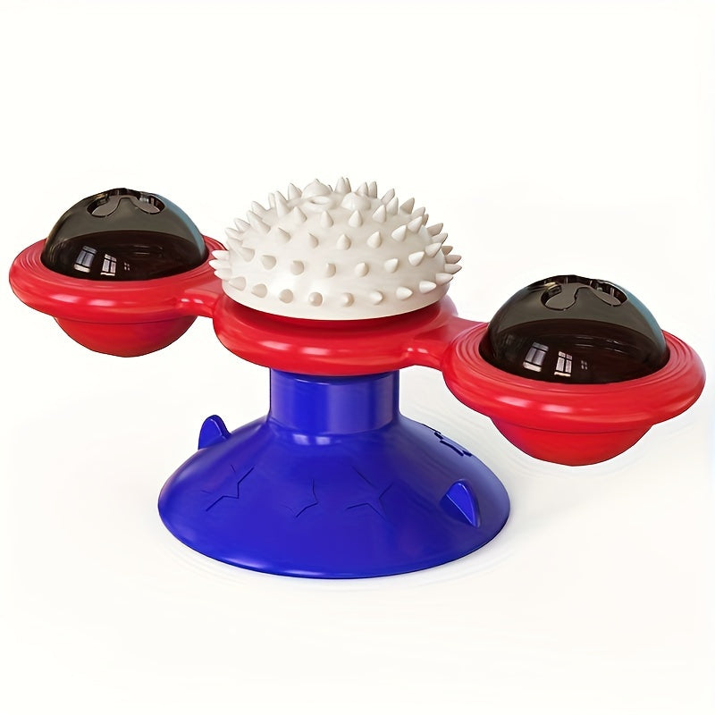 Fun rotating cat toy with windmill turntable design stimulates cat's vitality, enhances emotions, and offers interactive play for pets.