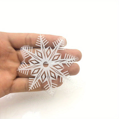 These Christmas Window Decals include 80 removable static cling snowflake stickers in white, perfect for holiday glass decor. They require no electricity or feathers to adhere.