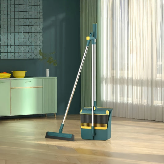 Magic Broom & Dustpan Set with Rotatable and Foldable Design - Ideal for Effortless Cleaning in Any Room | Easily Sweep Away Dirt and Pet Hair with Water Scraper