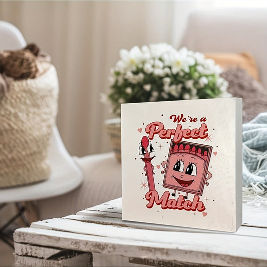 Valentine's Day Desk Decor Featuring "We're a Perfect Match" Pencil & Ruler Design in Pink - Made from Durable PVC Material, Suitable for Home & Office, Perfect for Indoor or Outdoor Use, a Versatile Addition to Your Office Desk Accessories